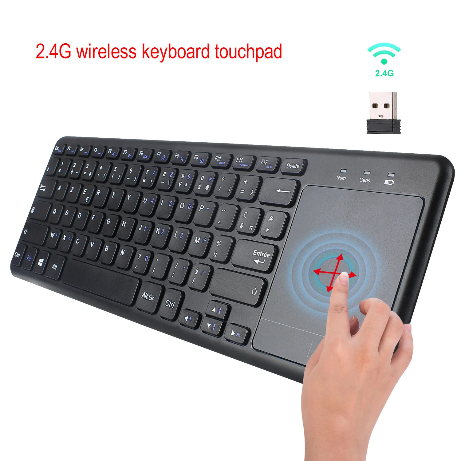 

2.4G French Wireless keyboard English Mute Ergonomic AZERTY Keyboard with touchpad Mouse Button For Laptop Tablet PC Surface