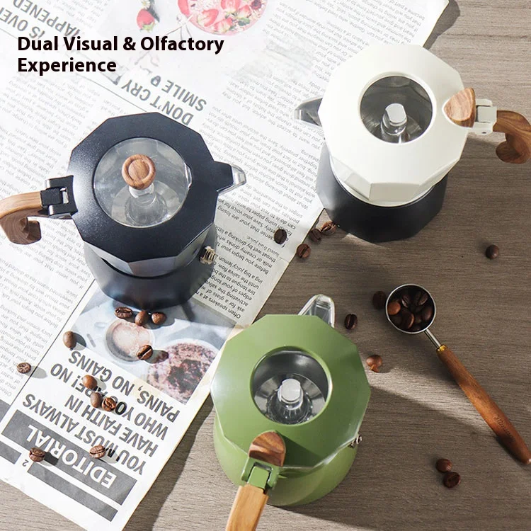 وعاء إسبرسو موكا من الألومنيوم الإيطالي المحمول للمنزل في الهواء الطلق صمامات مزدوجة وعاء موكا مع غطاء صانع القهوة #3