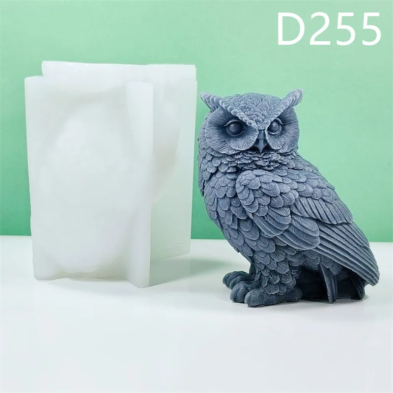 Large Owl Silicone Mold Gypsum form DIY Handmade Plaster Candle Ornaments Handicrafts Mold Hand Gift Making Kitchen Accessories