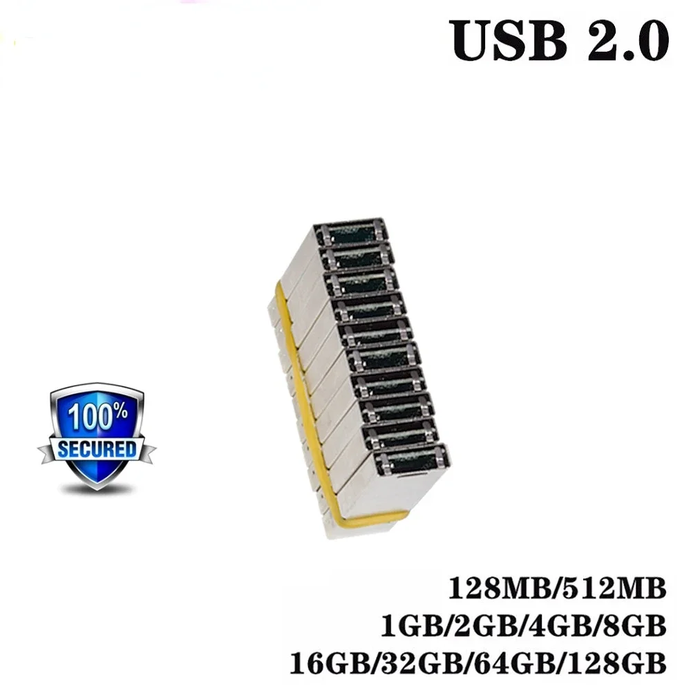 Unidad Flash USB 100 de 10 a 2,0 piezas, unidad Flash semiacabada, 256MB, 512MB, 1GB, 2GB, 4GB, 8GB, 16GB, 32GB, 64GB