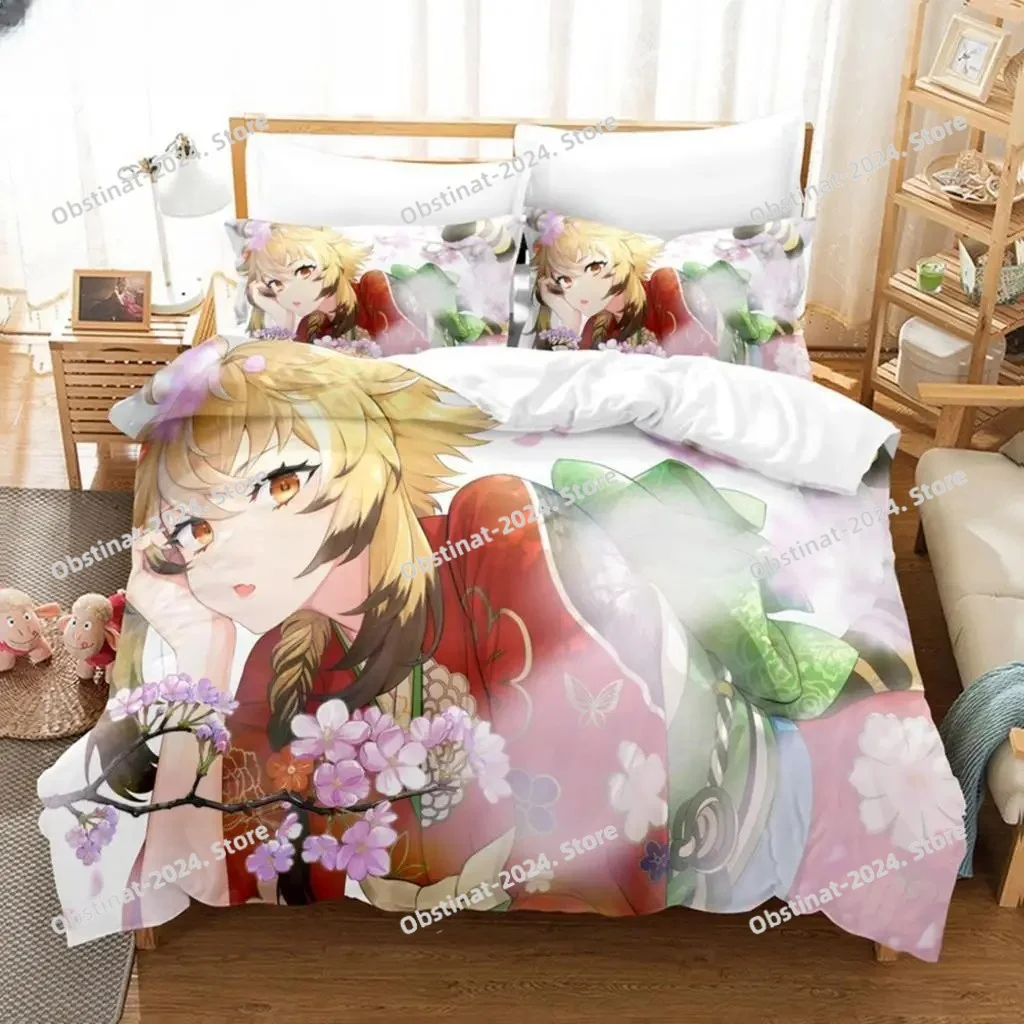 

3D Print Anime Genshin Impact Lumine Bedding Set Bed Set Duvet Cover Sheet Pillowcase Bed Soft Quilt Cover Full Queen King Size