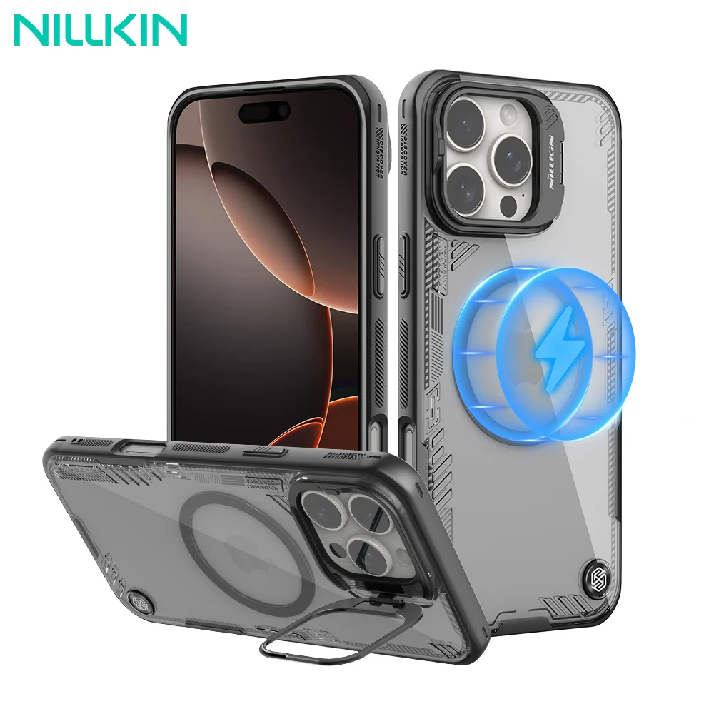 

Magsafe Case For iPhone 16 Pro Max Nillkin Iceblade Prop Eco-friendly Shockproof Back Cover With Lens Stand For iPhone 16/16 Pro