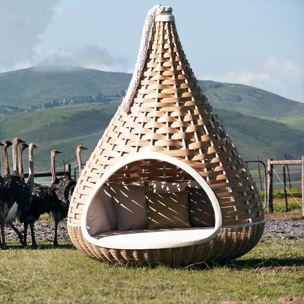 سرير وإفطار المشاهير على الإنترنت في الهواء الطلق أرجوحة من الخيزران معلقة على شكل عش الطيور سلة معلقة سرير فندقي فيلا معلقة