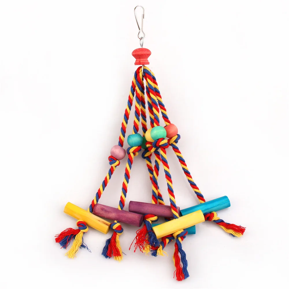 Random Colors Bird Accessories Wood Chewing Toy Birds  Rope Parrot Toys Cage Resistant Small Large Bird Toy Parrots Training