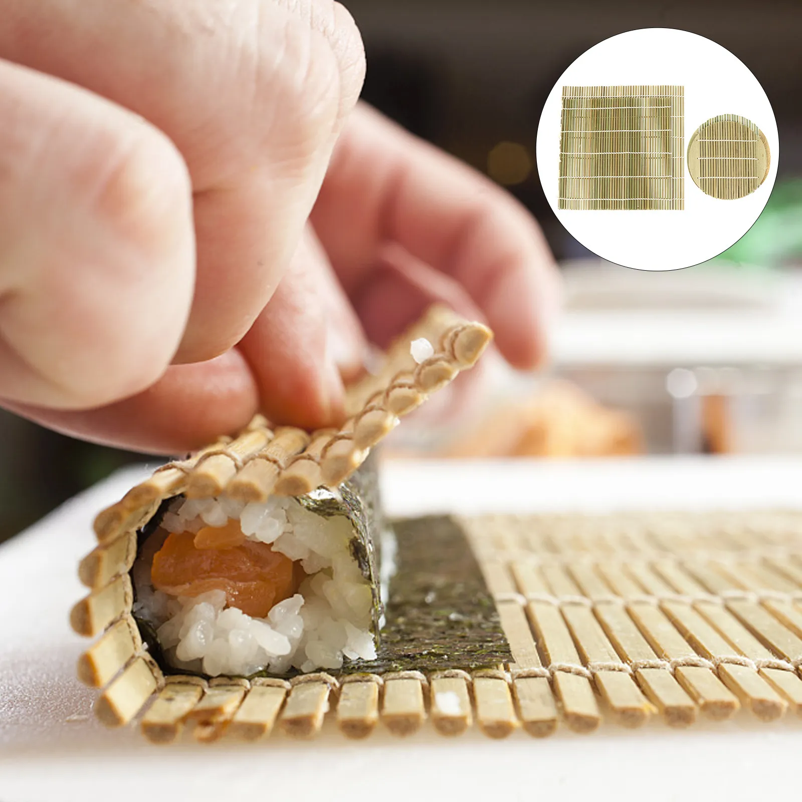 4Pcs Sushi Rolling Mats Bamboo Curtain Fragrance Tight Roll Easy Clean Home Kitchen Gadget Sushi Rolling Mats
