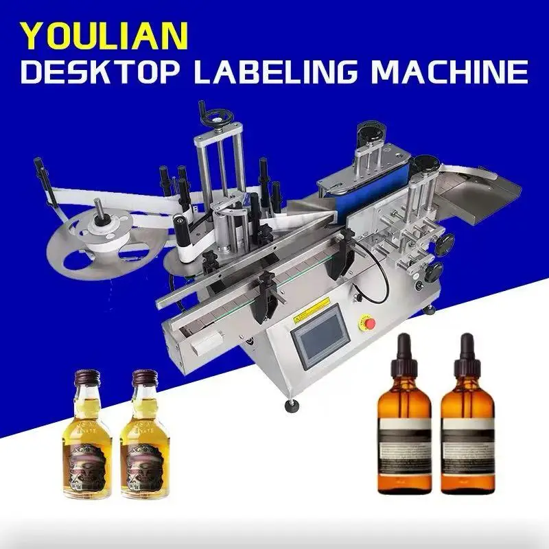 MT-130 Automatic Sticker Labeling Machine for Round Bottles Wine Cans Jars Bench Top Multifunction Label Applicator Machine