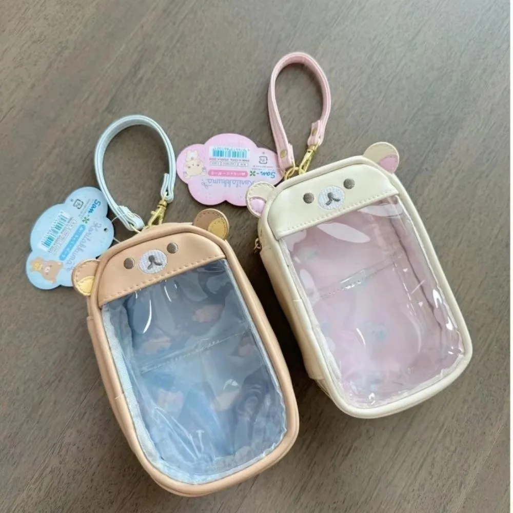 

New Cute Rilakkuma Storage Bag Cartoon Anime Multifunctional Doll Display Bag Portable PU Leather Handbag Gifts