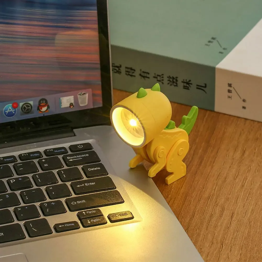 LED Night Light Mini Folding Desk Lamp Cute Pet Lights Dog Deer Dinosaur Flower Portable Night Light Student Living Room Decor