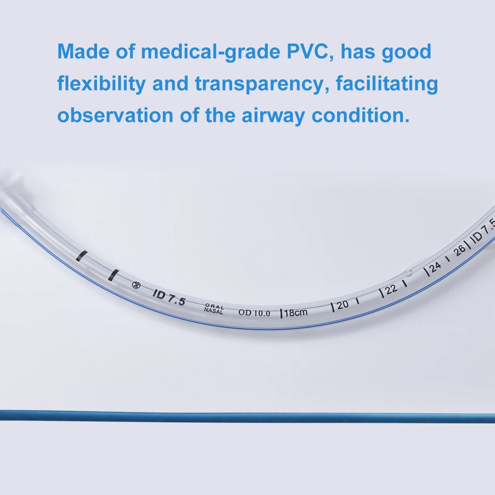ท่อช่วยหายใจชนิดใช้แล้วทิ้ง ทำจากพีวีซี ปลอดเชื้อ ได้รับการรับรองมาตรฐาน CE สำหรับการใส่ท่อช่วยหายใจทางการแพทย์ มีเส้นมองเห็นได้ด้วยรังสีเอกซเรย์ สำหรับการจัดการทางเดินหายใจฉุกเฉิน