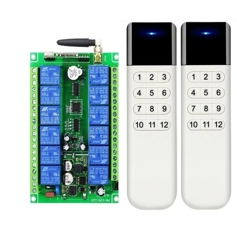 

433MHz 1000m DC 12V 24V 36V 48V 12CH Wireless Remote Control LED Light Switch Relay Output Radio RF Transmitter And Receiver