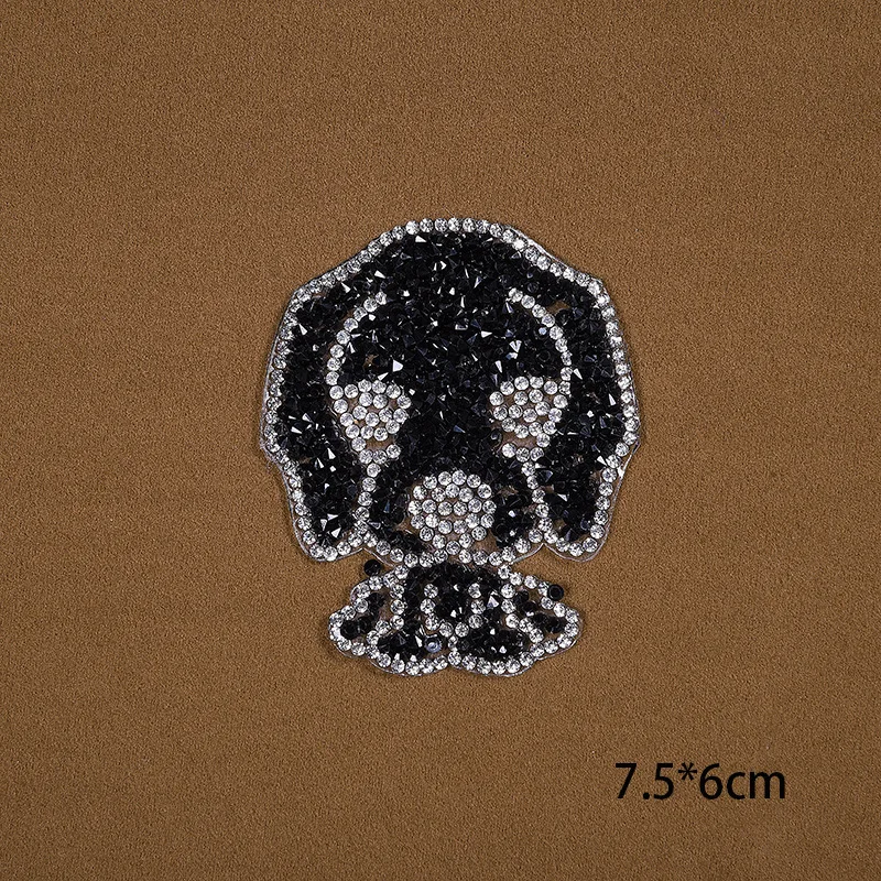 Rhinestone Dog Snowflake Iron On Patches For Clothing Appliques Diy Clothes Bag Sticker Badge Apparel Decoration