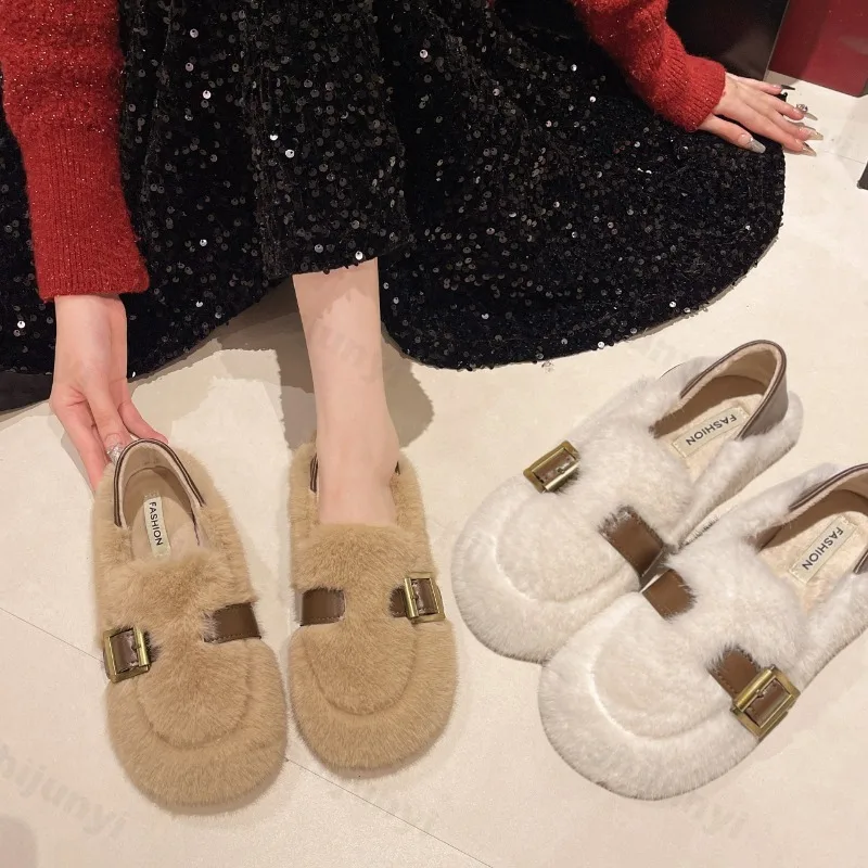 

Элегантные повседневные плюшевые туфли на мягкой подошве, женские туфли на плоской подошве, новинка 2025, осенние удобные модные хлопковые туфли без шнуровки с неглубоким носком