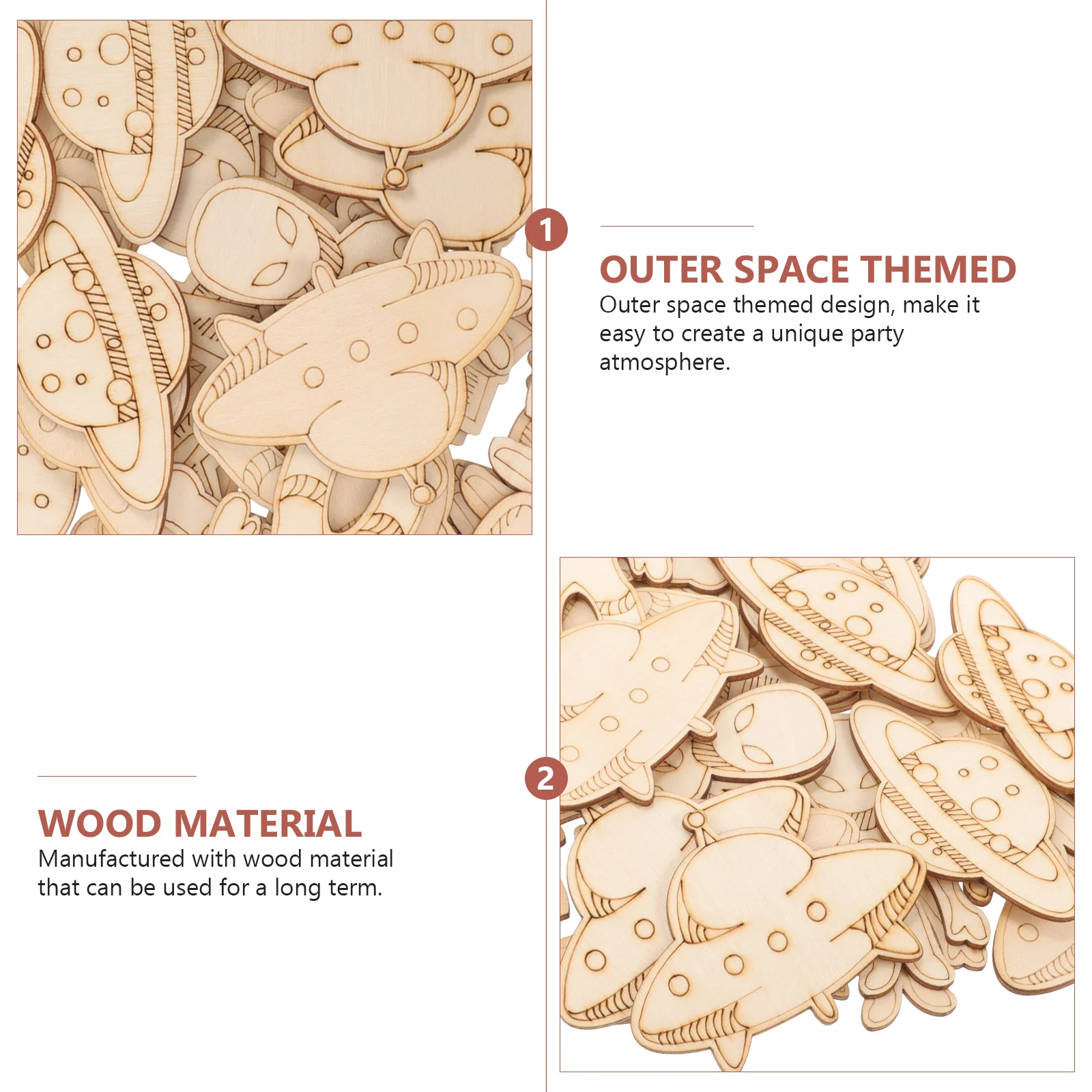 

32pcs Wooden Planet Rocket Ornaments Diy Unfinished Space Theme Craft Kits For Home Decor Birthday Party Supplies Astronaut Wood