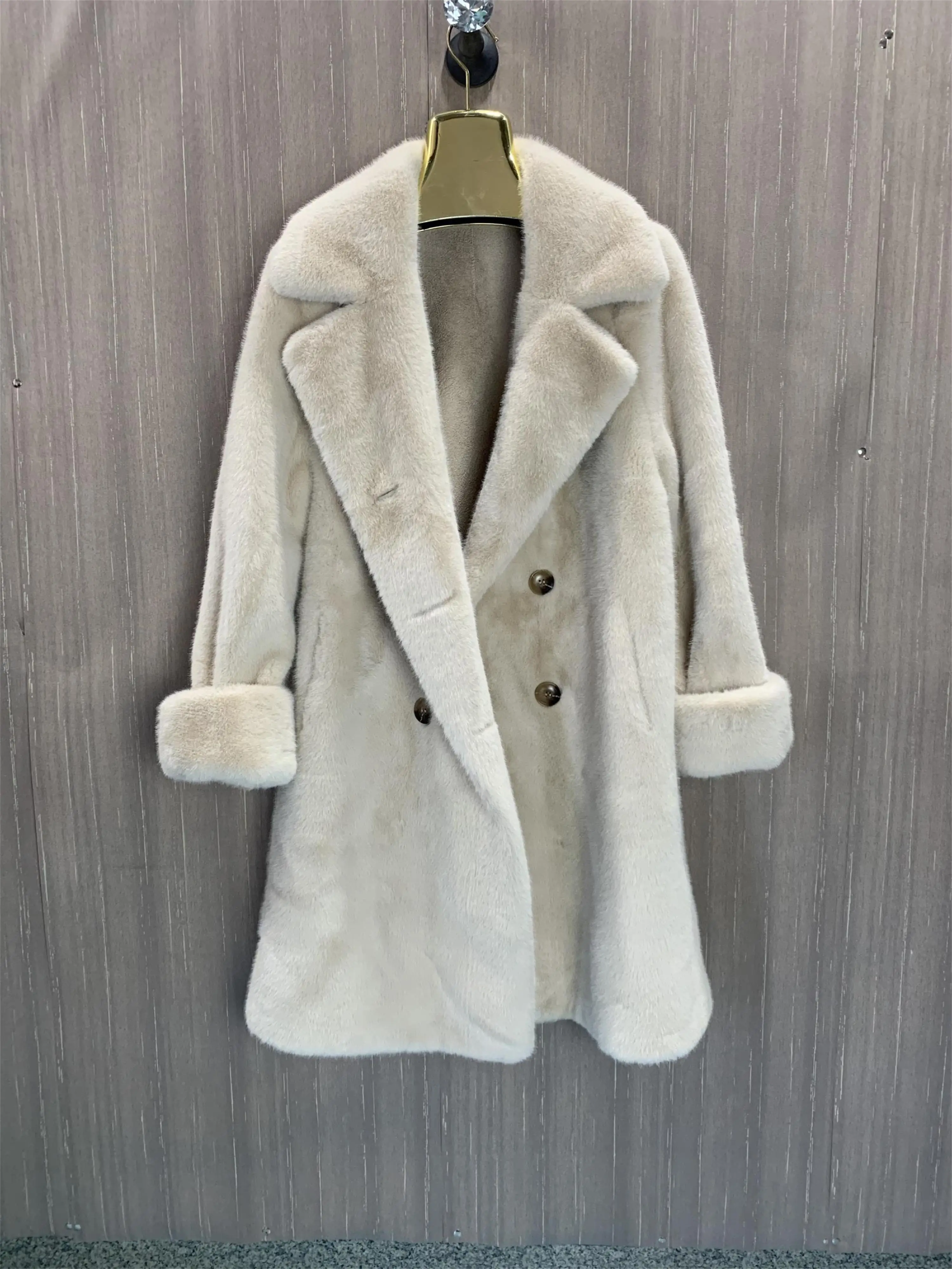 2024 mink fur women's jacket, faux fur coat, new long fur coat with collar