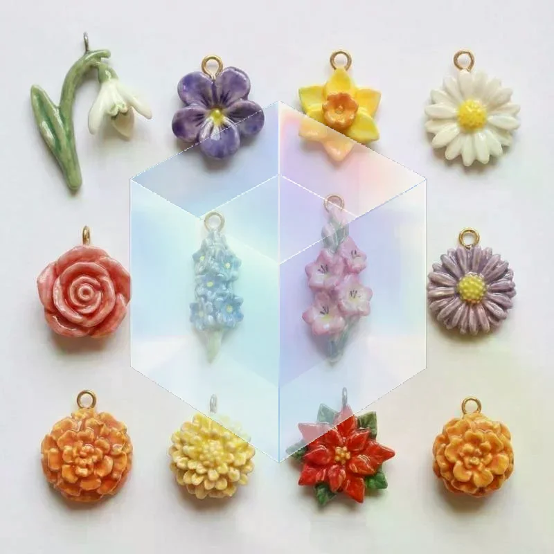 Fashionable New Hot Selling Fresh Pastoral Style Colorful Plant Flower DIY Pendant Charms Jewelry Making