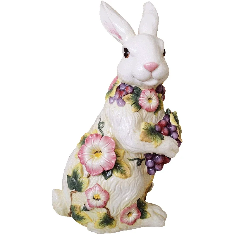 

Ceramic American Large Rabbit Decoration Hallway TV Cabinet Wine Cabinet Side Cabinet Tea Table Decorations