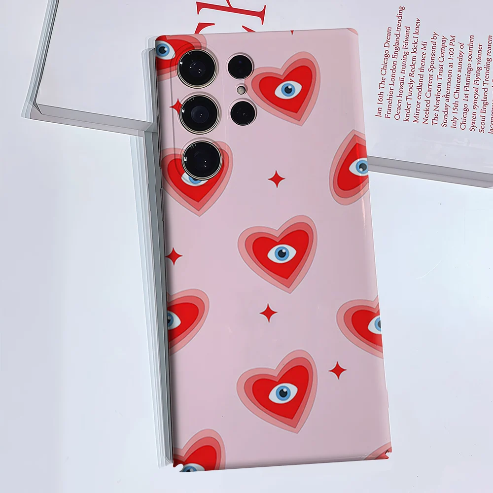 Eye Hearts Phone Case for Samsung Galaxy S26 S25 S24 S23 Ultra Plus Luxury Double-layer anti-fall Back Cover