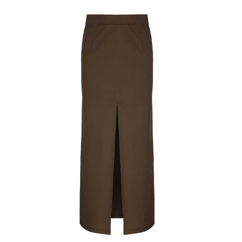 Fashionable Knitted Skirt for Women Solid Color Back Slit for Tall Hotties to Cover Hips