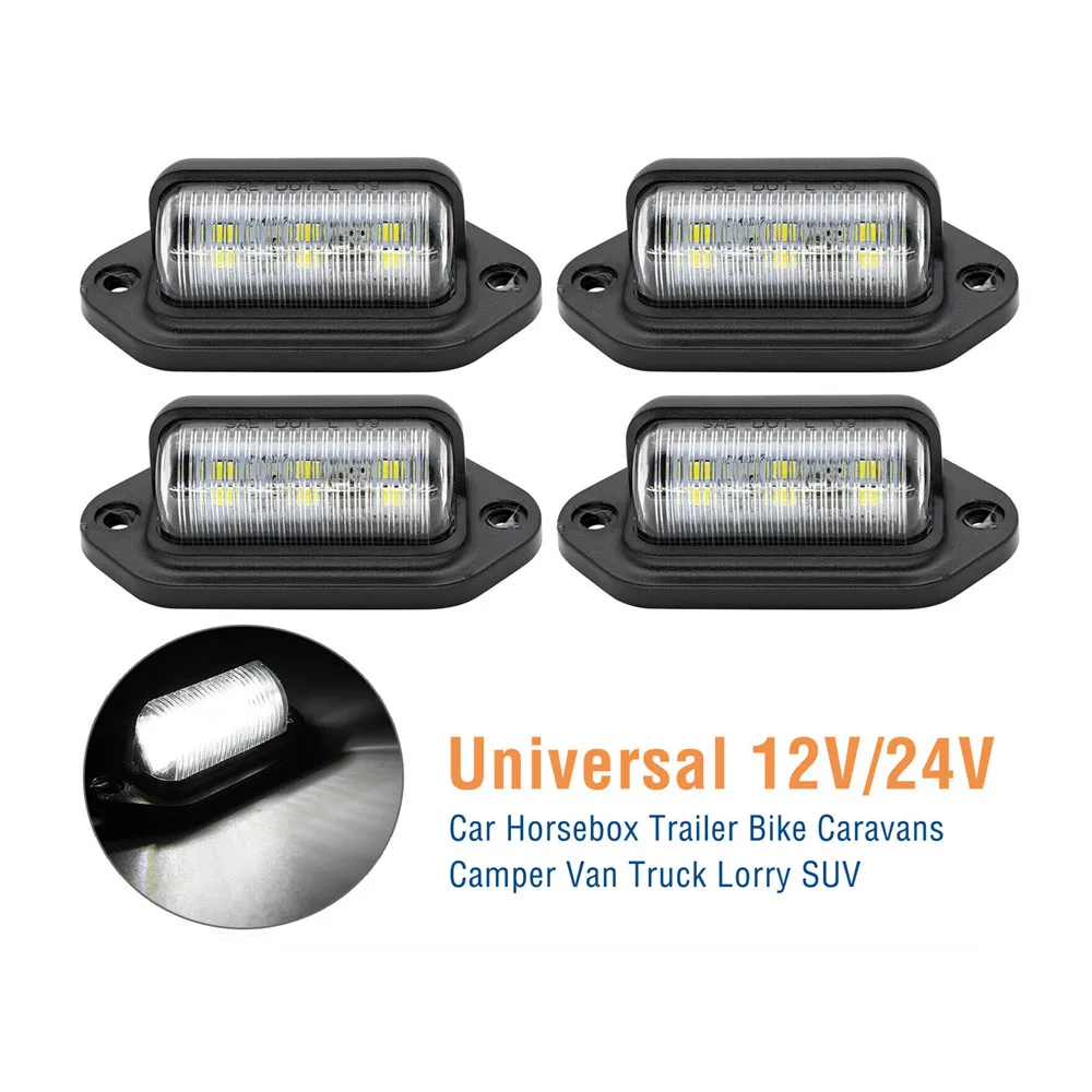 

4PCS Universal 12V 24V LED Number Plate Light Lamp Lorry Van Truck For 8-30V Boats Aircraft Automobile Motorhome Car Lights