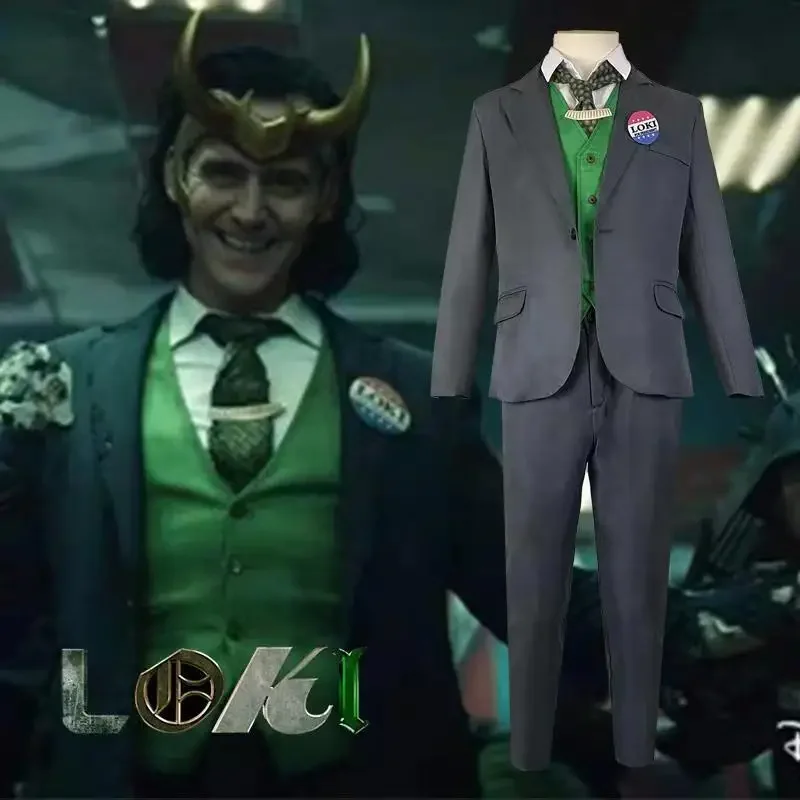 Costume de cosplay Loki de film et de télévision pour hommes, manteau, chemise, pantalon, ensembles d'uniforme, Halloween, fête de carnaval, vêtements de performance sur scène