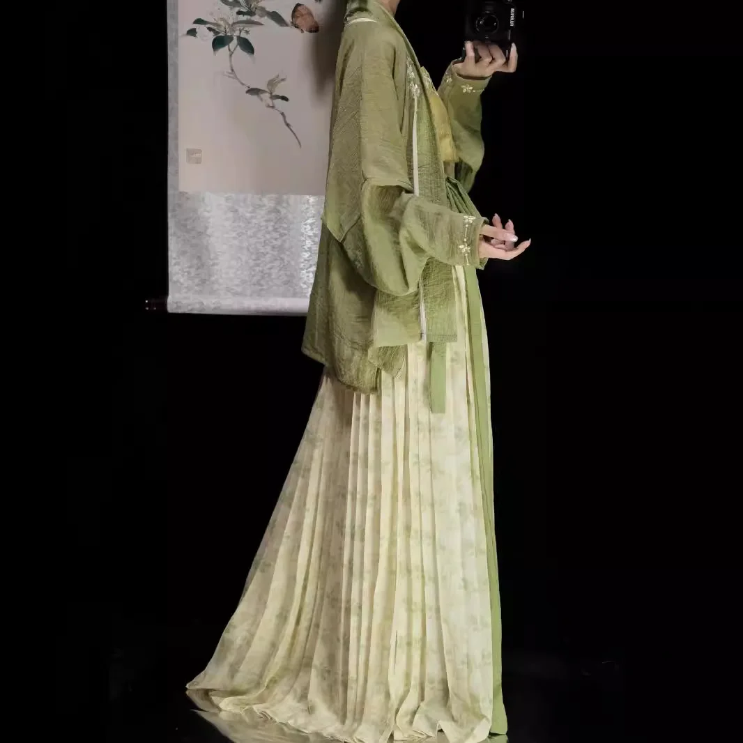 

199-Song-style original Hanfu women's airplane sleeves pleated skirt, Song pants, and pleated skirt, improved daily suit