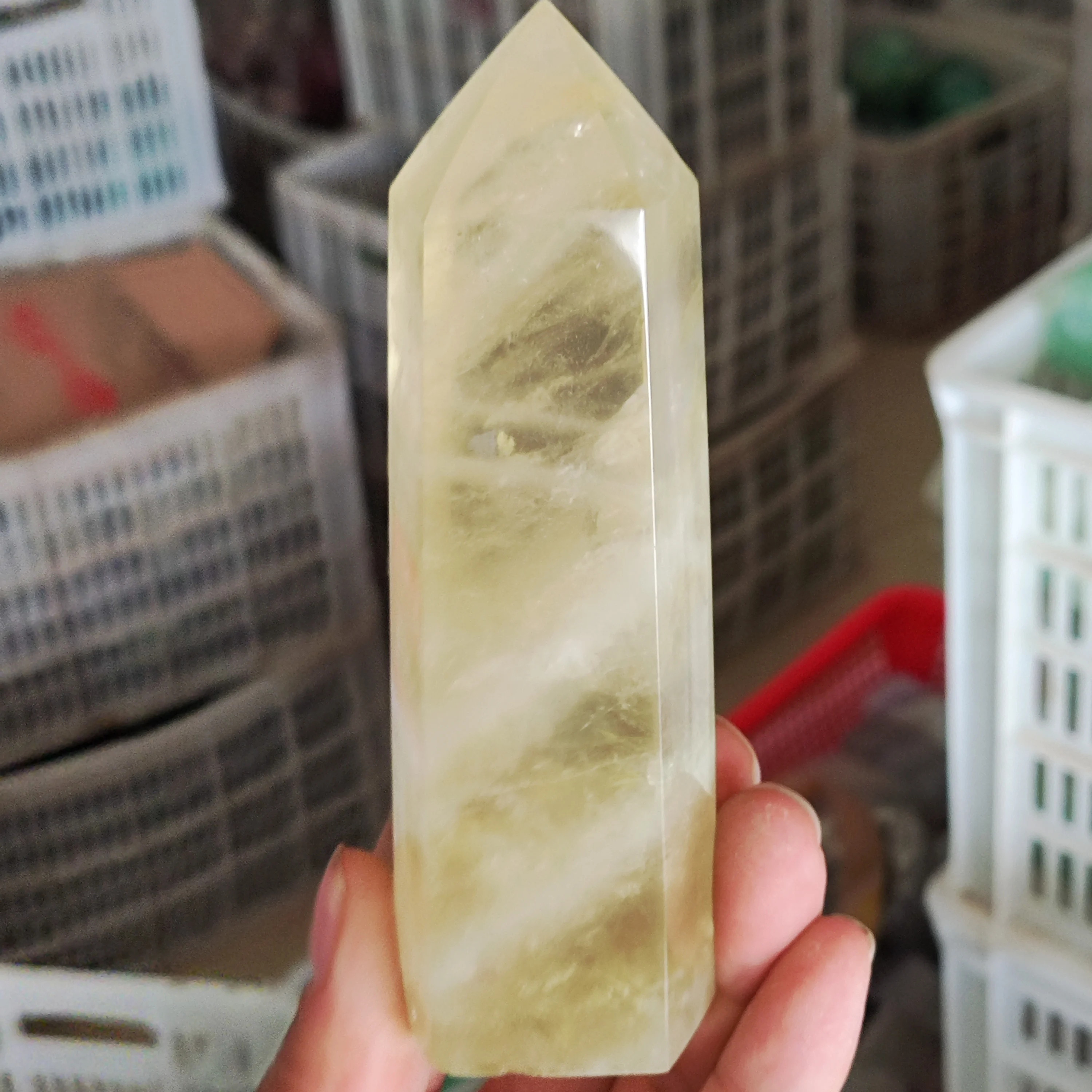 

Натуральная желтая кристаллическая энергетическая каменная башня, обелиск Рейки, красивый домашний декор