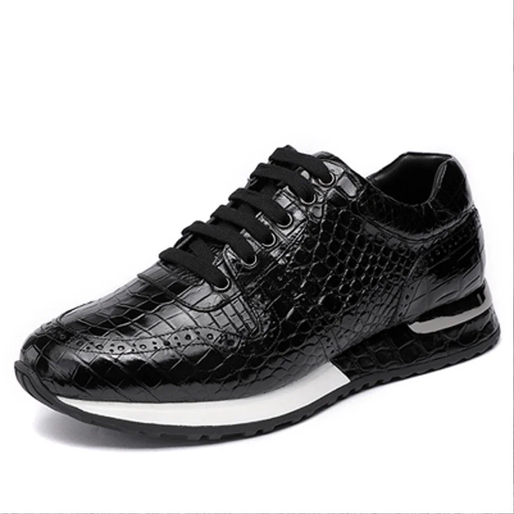 hulangzhishi new Men crocodile fashion male Casual lace-up  shoes