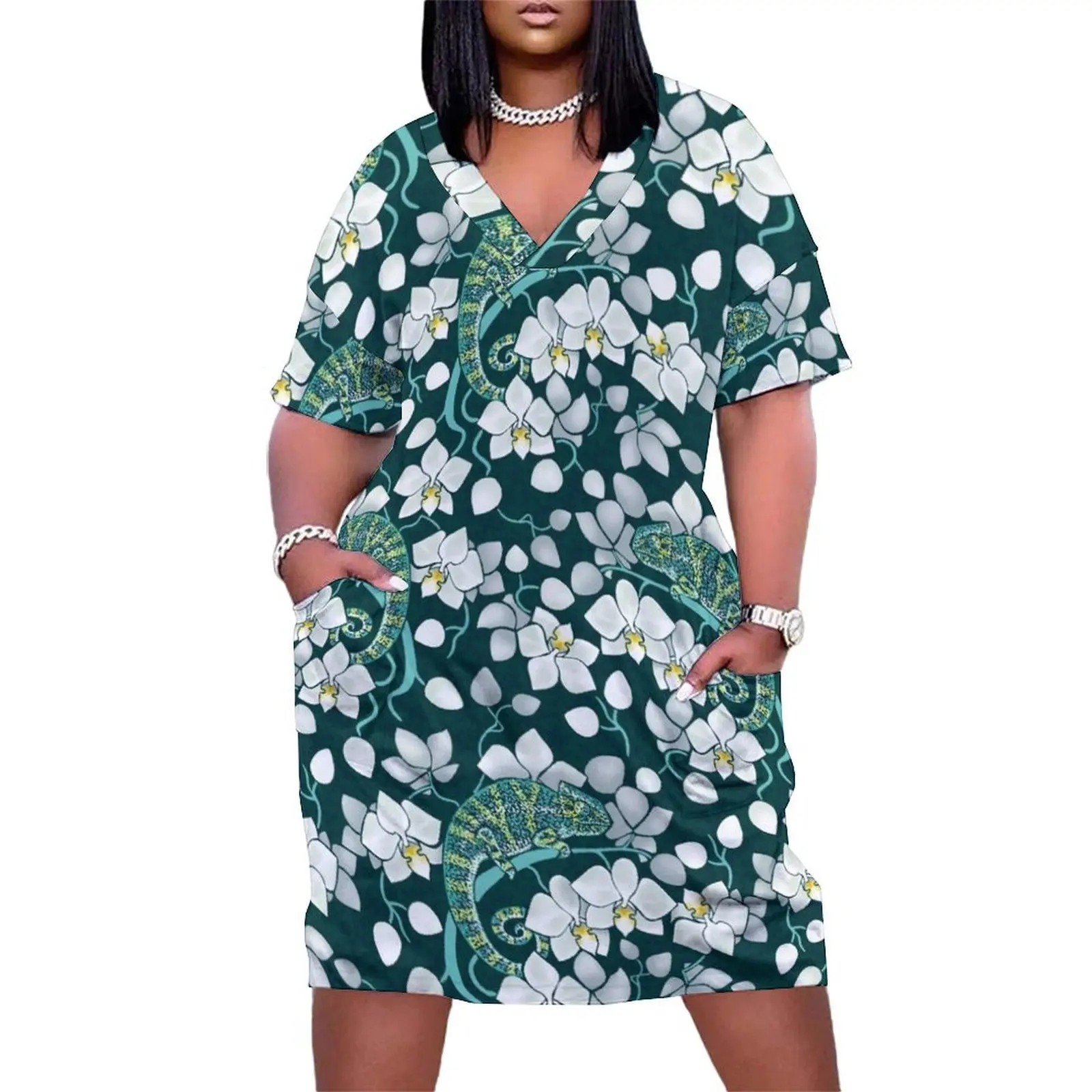 

chameleons and orchids Loose Pocket Dress ladies dresses for women 2024 summer dress korean women