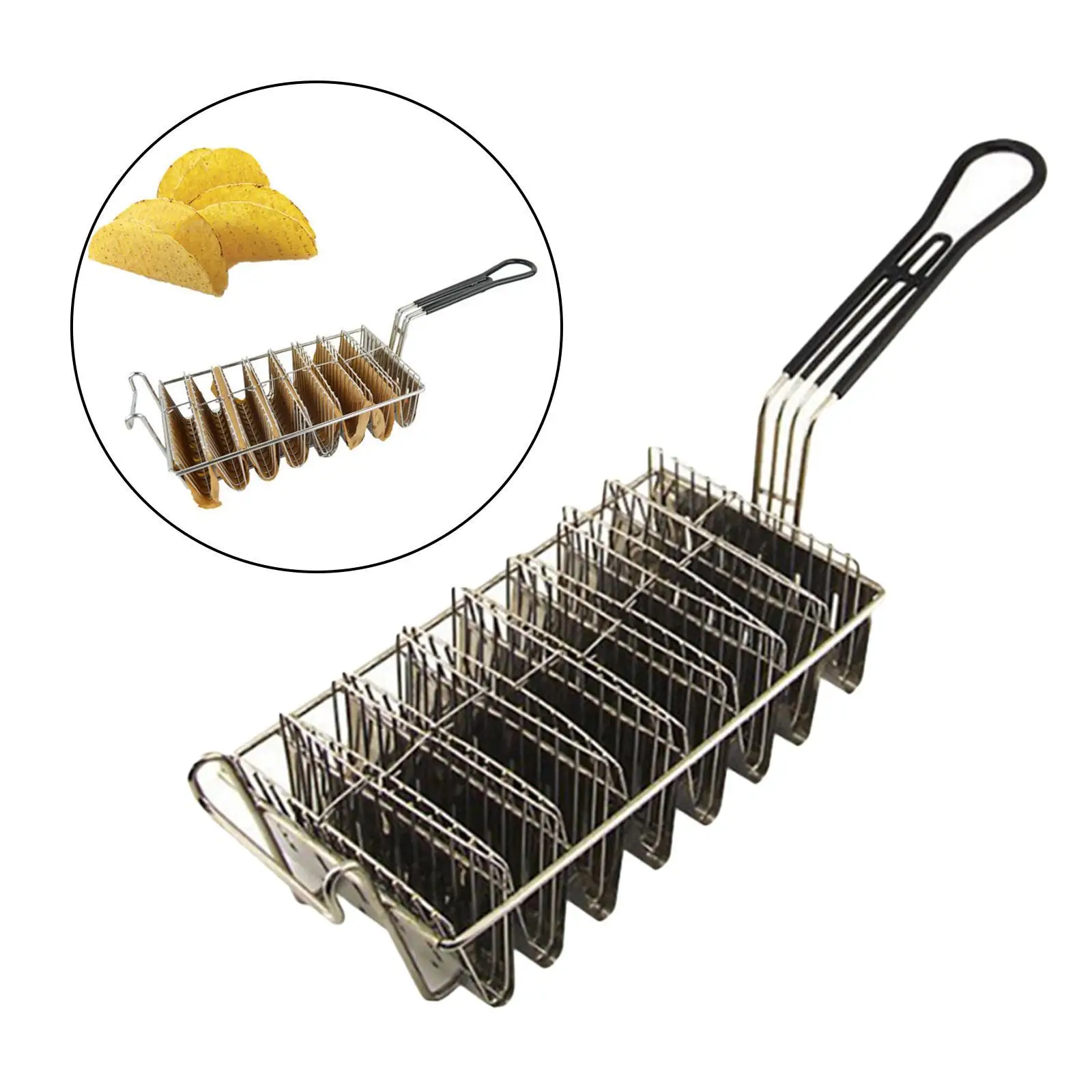Kitchen Fryer Taco Basket Chrome Plated Tortilla Shell Maker Holder Dishwasher Safe Easy Clean Design