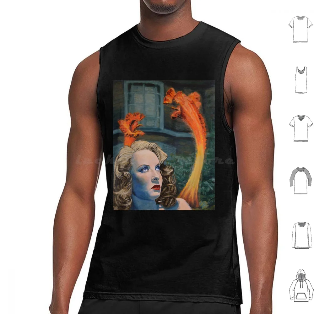 Interloper Tank Tops Print Cotton Hollywood Audrey Totter Triffids Movie Movies Film Orange Plants Landscape Expressionist