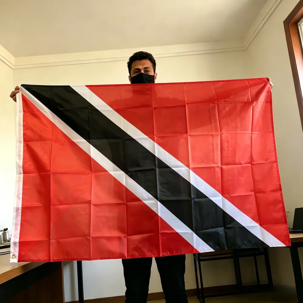 FlagGo Trinidad and Tobago Flag 150x90cm 3x5 FT Red Black Diagonal Stripe Polyester Double Stitched Outdoor Indoor Decoration
