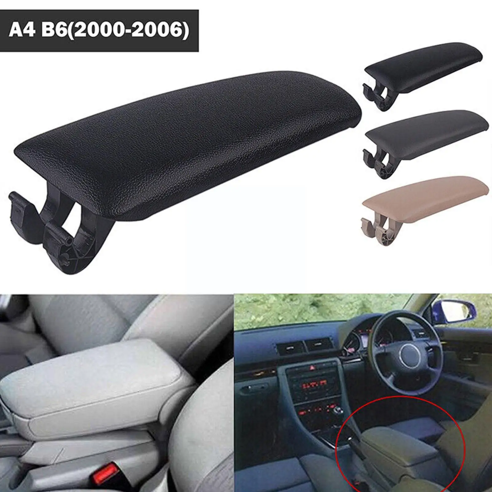 Center Console Armrest Lid Cover For Audi A4 B6 B6 2002 -2004 B7 2004-2007 B6 2For A4 B7 2004-2008 For A4 Wagon B7 Q3K4