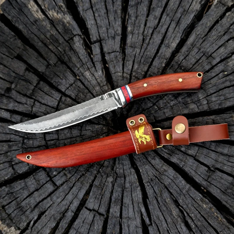 

Нож из дамасской стали для кемпинга, портативный, многофункциональный, для фруктов и кухни