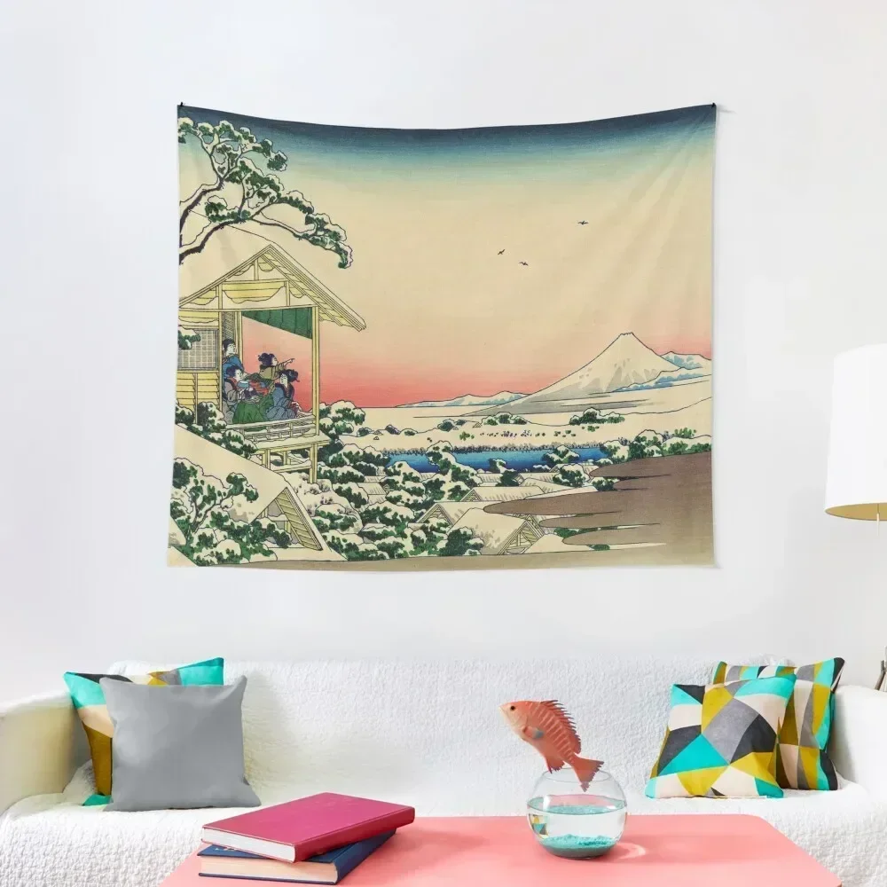 Teahouse at Koishikawa the morning after a snowfall (Restored Japanese Artwork) Tapestry Room Design Nordic Home Decor Tapestry