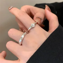 Simple Silver Color Star Shape Crystal Adjustable Ring For Women INS Fashion Jewelry Set Ring Accessories Dropshipping