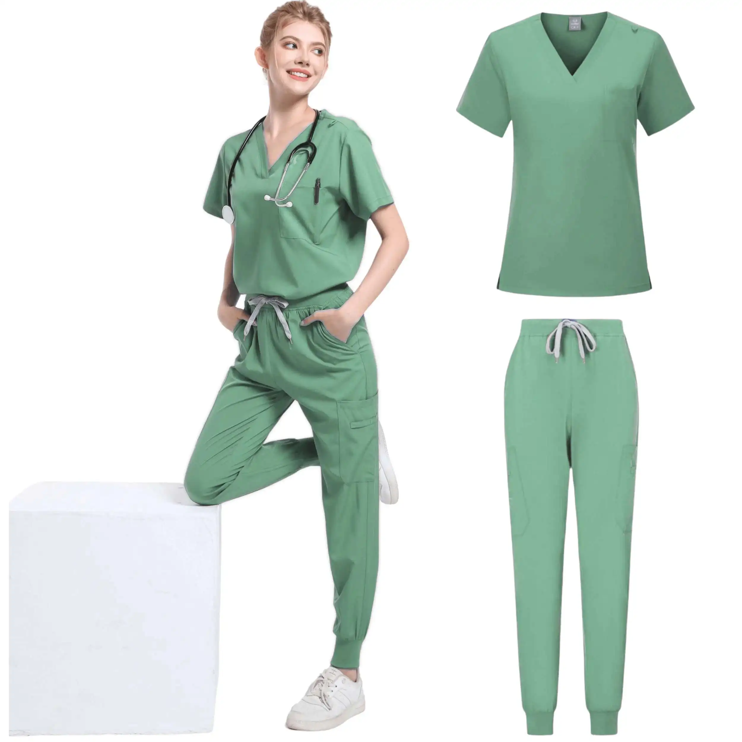 Scrubs Medical Uniforms Woman Multicolour SPA Beauty Uniform Dentist Veterinary Working Clothes Unisex Phary Cic Scrub Set