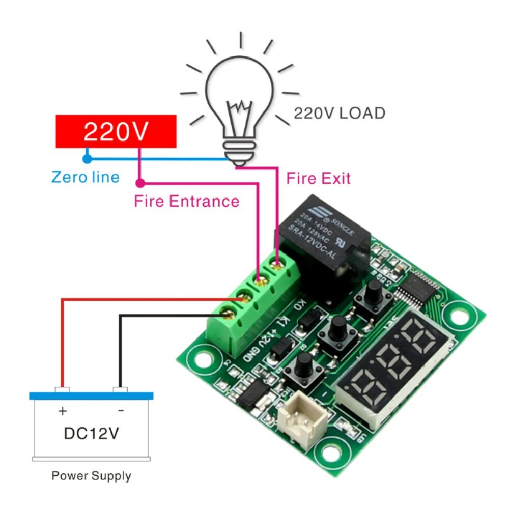 Modulo di alimentazione 1PC W1209 Modulo DC digitale Termometro digitale LED 12V con sonda impermeabile per progetti di termostato elettronico