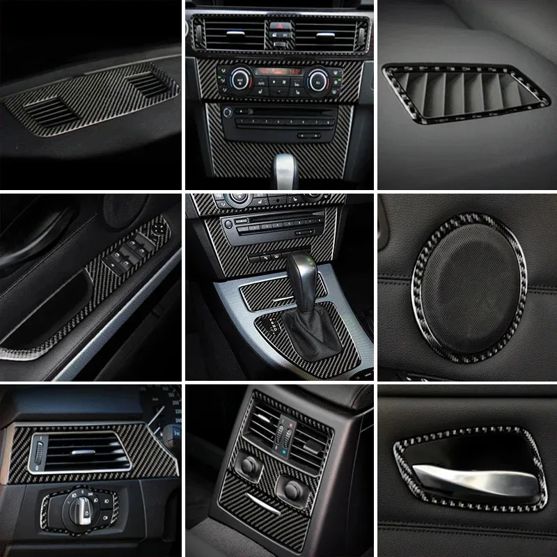 

Углеволокно для BMW 3 серии E90 E92 E93 2005-2011 2012, панель переключения передач, кондиционер, CD, подъемник окна, рамка воздуховода, наклейка