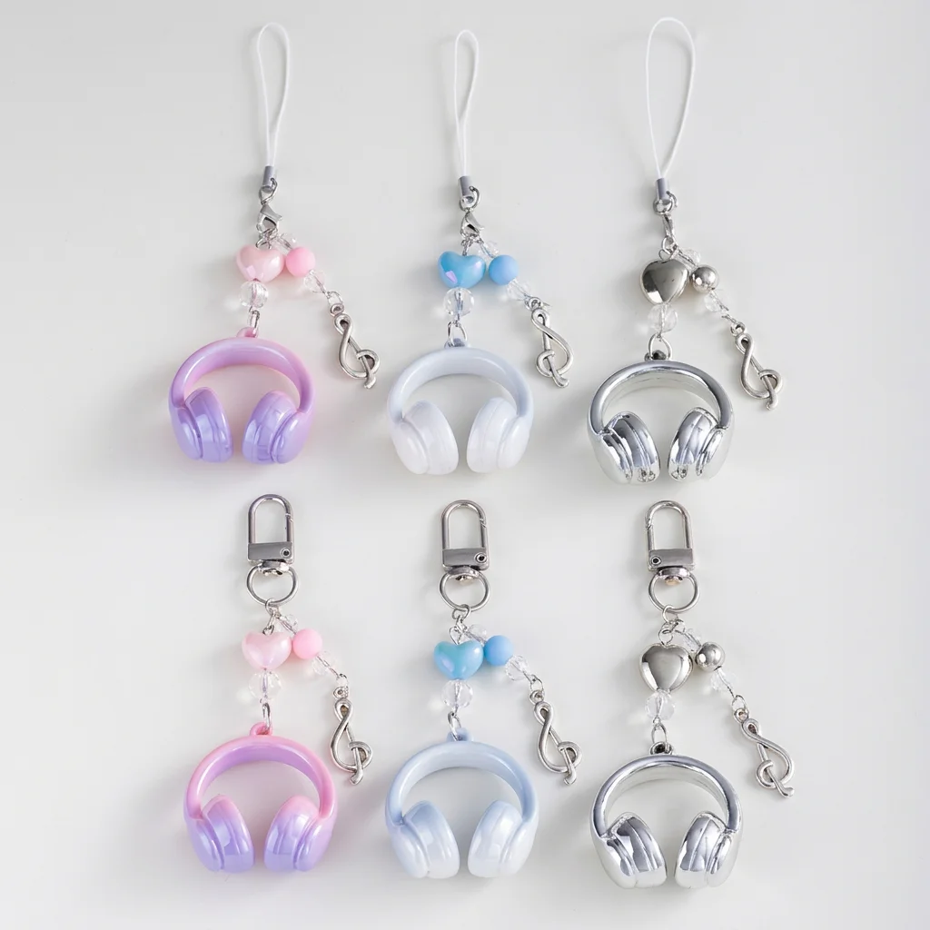 Music Note Key Chain Versatile Backpack Charm Accessory Gradient Headphone Charm Three-Dimensional 3d Headphone Key Chain