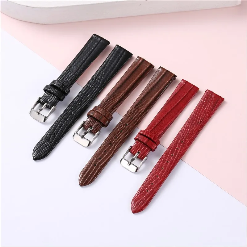 8mm 10mm 12mm 14 16mm Watch band Lizard pattern Replacement Slim Genuine Leather Wrist Bracelet for men women Correa Straps