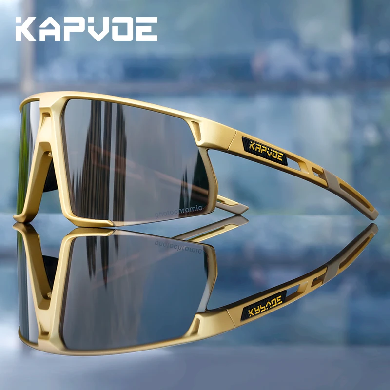 Kapvoe Photochrome Radfahren Polarisierte Sonnenbrille für Männer Frauen Brille Fahren Radfahren Golf Fahrrad Brille Shades Wandern Brillen