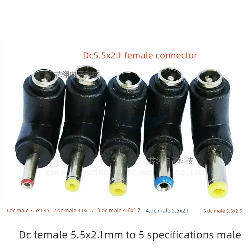 1/5PCS DC Power Converter Plug 5.5x2.1mm Internal Thread To 90 Degrees 5.5x2.5/2.1 4.0X1.7mm External Thread Adapter Connector