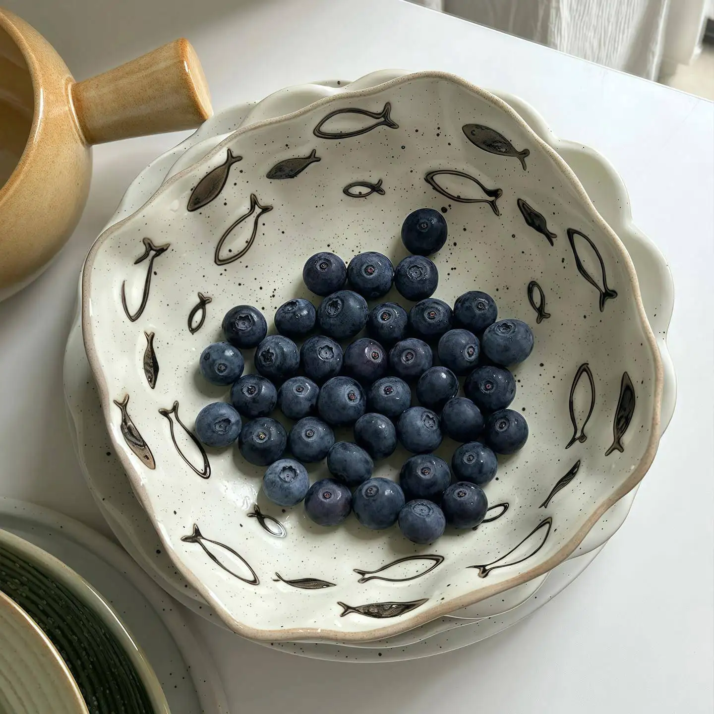 

Ceramic Underglaze Color Small Fish Bowl Ins Style Japanese Retro Dinnerware Set Personal Home Use New 2025 High Aesthetic Value