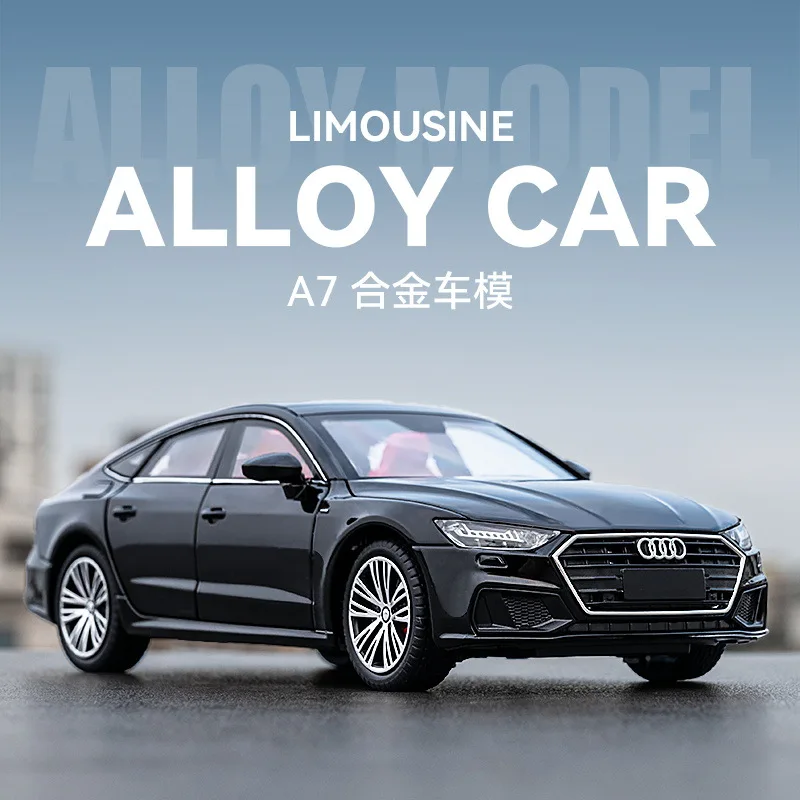 Audi A7 alloy simulation car to 1:24 acousto-optic six-door toy model car boy gift collection decoration model