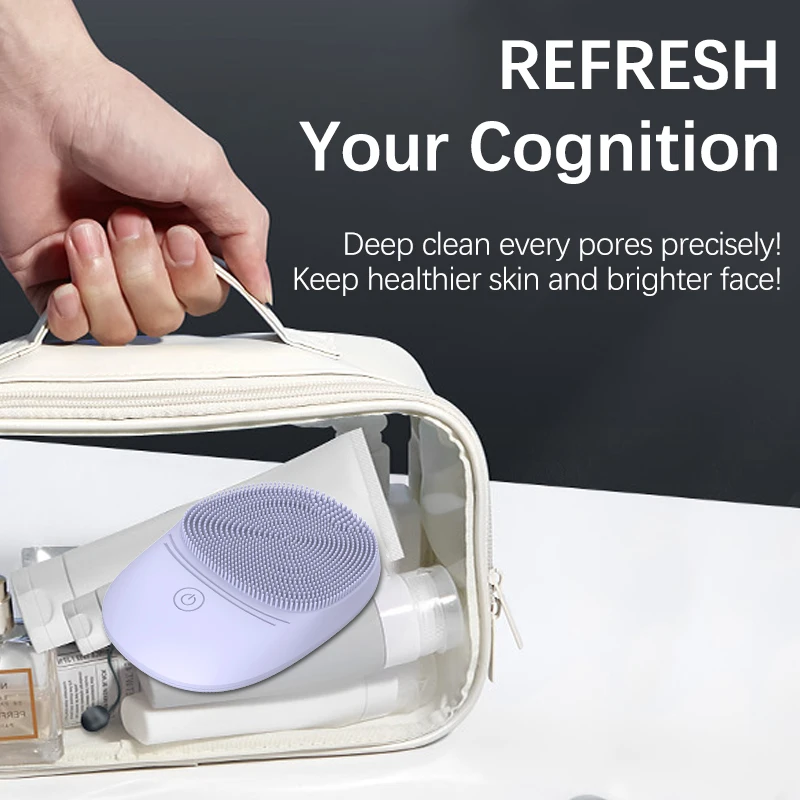 Soft silicone electric facial cleanser, cleansing brush, sonic vibration cleansing brush, deep cleaning