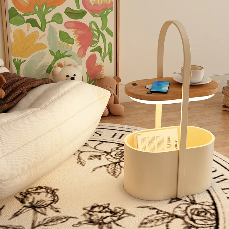 Modern Minimalist Bedroom Living Room Led Floor Lamp Creative Storage Bedside Table Wireless Charging Vertical Table Lamp