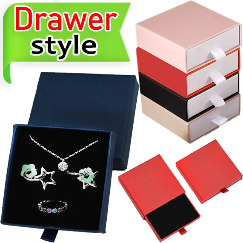 Drawer Jewelry Storage Box Multicolor Thick Cardboard Sponge Jewels Case Rings Earrings Jewel Display Boxes Jewelry Packaging