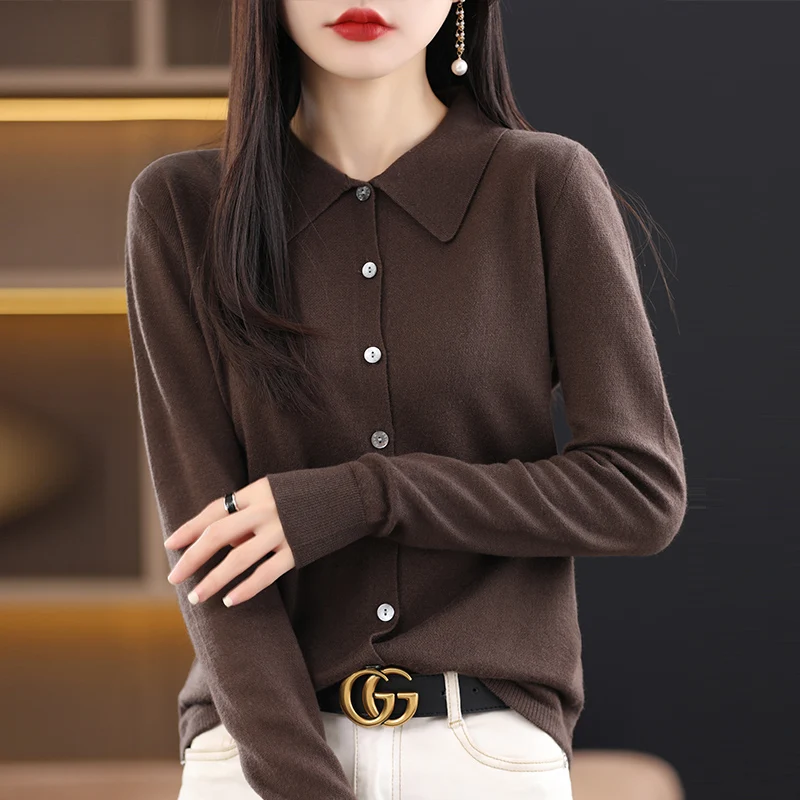 Women Cardigan Cashmere Wool Sweater 2023 Spring New Thin Sweater Knitted Jacket Female Soft Basic Shirt Solid Long Sleeve Tops