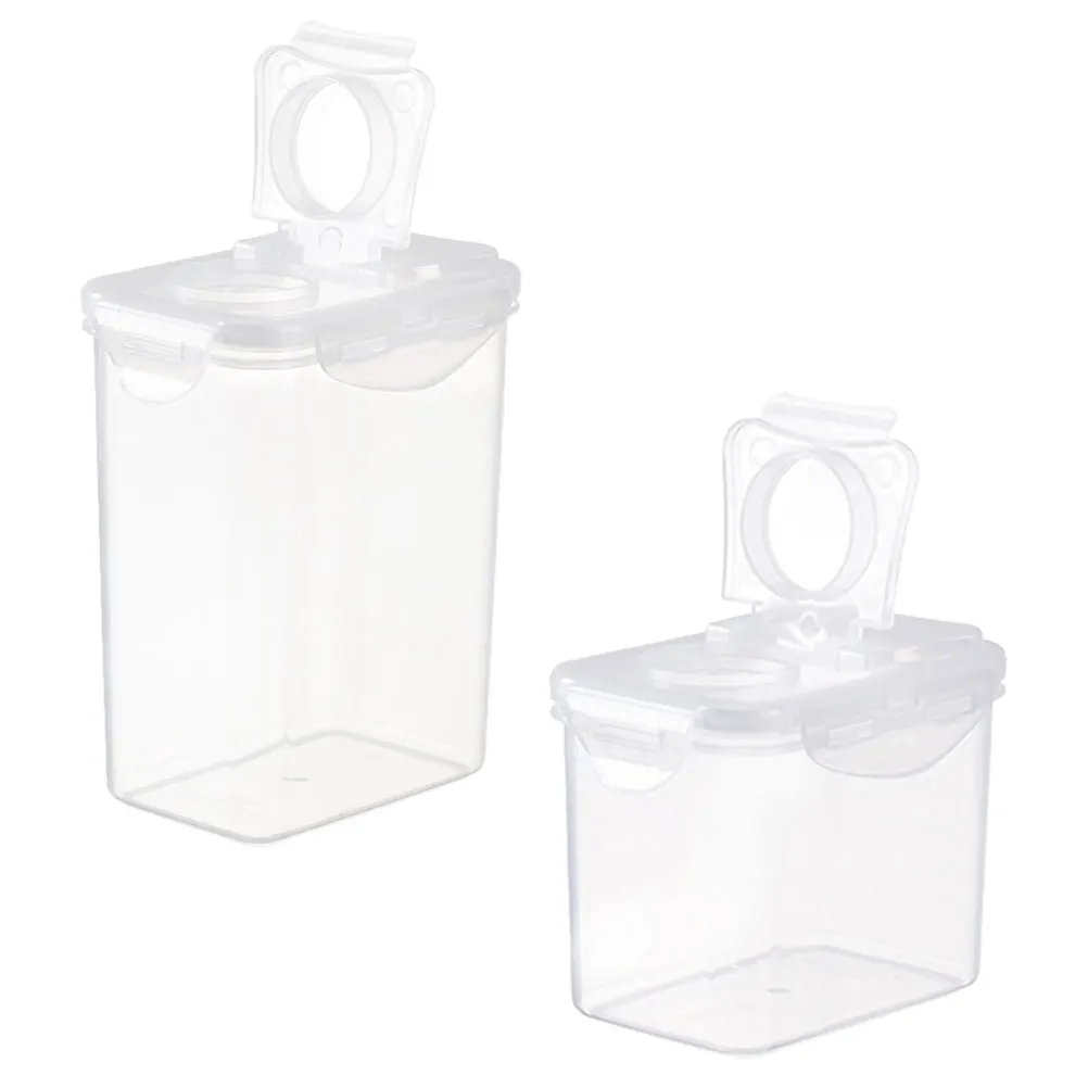 

2 Pcs Storage Jar Set Airtight Plastic Containers for Food Grain Tea Coffee Beans Nuts Rice Transparent Lids Sealed