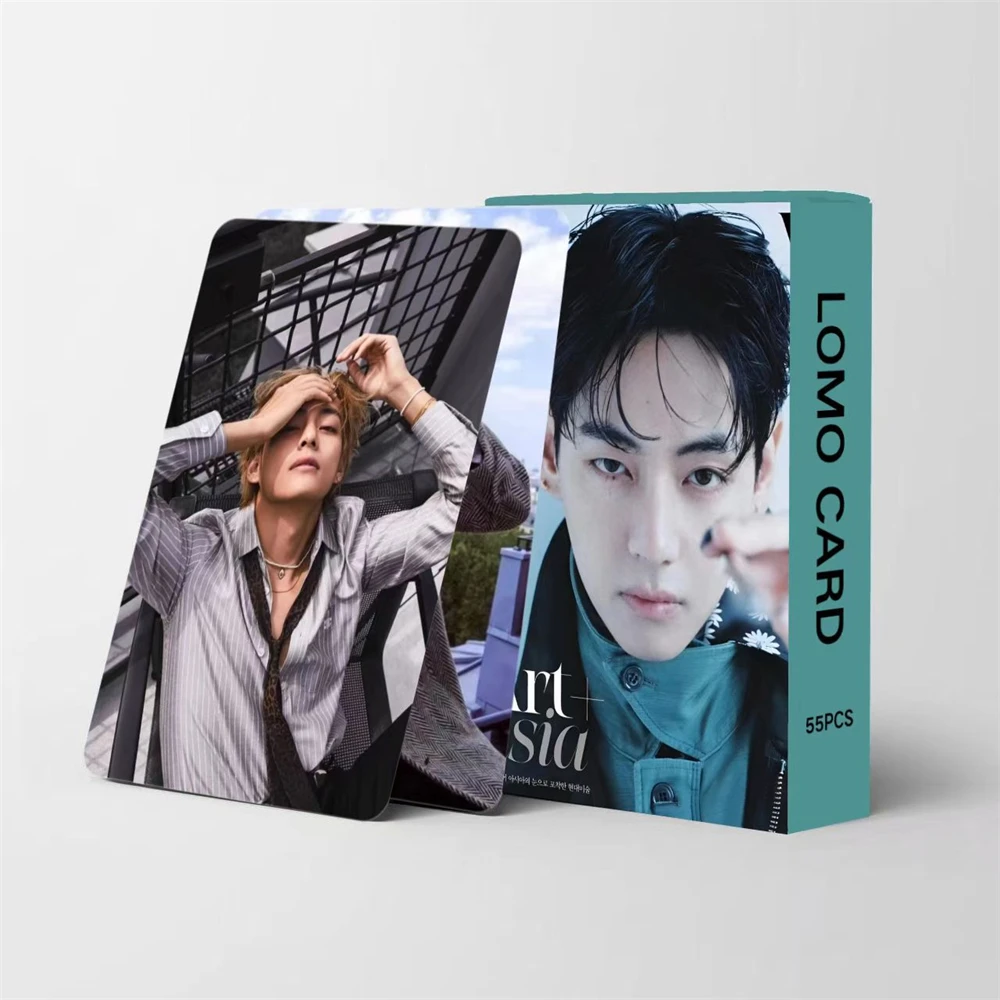 55Pcs/Set KPOP Kim Tae Hyung Album Photocards Art-Asia Two-Sided HD Postcard V Personal Boxed LOMO Cards Fans Collect Gifts